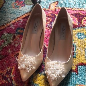 New heels with pearl poms